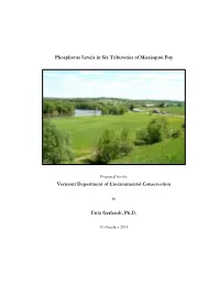 Phosphorus Levels in Six Tributaries of Missisquoi Bay Vermont