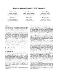 Characteristics of Dynamic JVM Languages