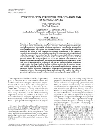 Eyes Wide Open: Perceived Exploitation and Its Consequences