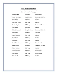 FALL 2016 HONOREES (Listed in Alphabetical Order by Last Name)