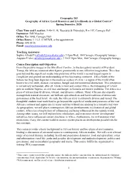 Geography of Africa: Local Resources and Livelihoods in a Global Context1 Spring Semester, 2020