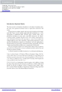 Introductory Quantum Optics Christopher Gerry and Peter Knight Frontmatter More Information
