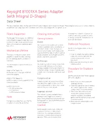Keysight 81001XA Series Adapter (With Integral D-Shape) Data Sheet