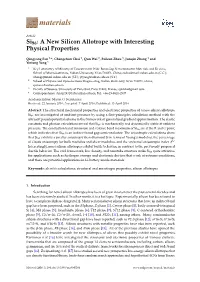 A New Silicon Allotrope with Interesting Physical Properties
