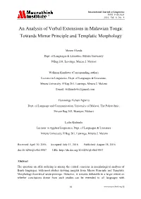 An Analysis of Verbal Extensions in Malawian Tonga: Towards Mirror Principle and Templatic Morphology