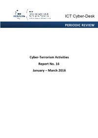 Cyber-Terrorism Activities Report No. 16 January