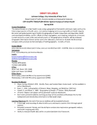 GEP 610 Spatial Analysis of Urban Health