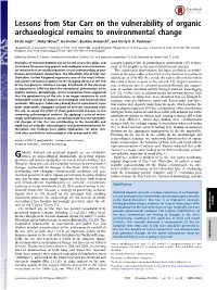 Lessons from Star Carr on the Vulnerability of Organic Archaeological Remains to Environmental Change