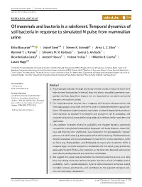 Of Mammals and Bacteria in a Rainforest: Temporal Dynamics of Soil Bacteria in Response to Simulated N Pulse from Mammalian Urine