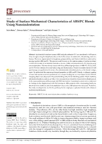Study of Surface Mechanical Characteristics of ABS/PC Blends Using Nanoindentation
