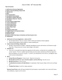 Class of 1952 – 65Th Reunion FAQ Table of Contents