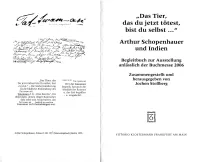 "Das Tier, Das Dujetzttötest, Bist Du Selbst Arthurschopenhauer Und