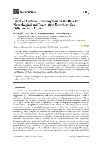 Effect of Caffeine Consumption on the Risk for Neurological And