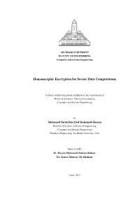 Homomorphic Encryption for Secure Data Computations