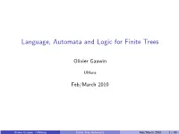 Language, Automata and Logic for Finite Trees