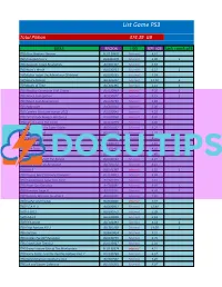 List Game PS3