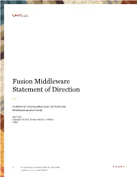 Oracle Fusion Middleware Statement of Direction
