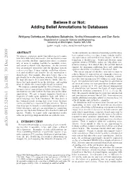 Adding Belief Annotations to Databases