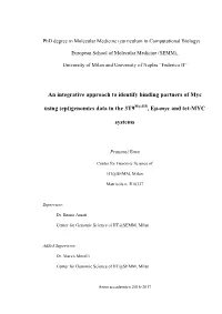 Epi)Genomics Data in the 3T9mycer, Eµ-Myc and Tet-MYC