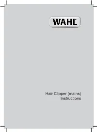Hair Clipper (Mains) Instructions Hair Clipper (Mains)