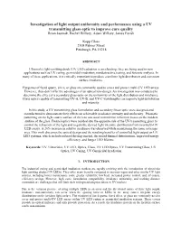 Investigation of Light Output Uniformity and Performance Using a UV
