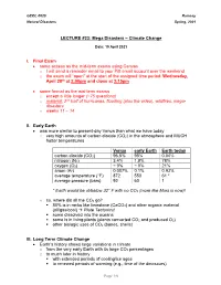LECTURE #23: Mega Disasters – Climate Change