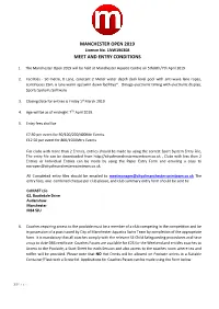 Manchester Open 2019 Meet and Entry Conditions