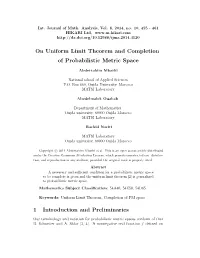 On Uniform Limit Theorem and Completion of Probabilistic Metric Space
