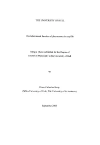 THE UNIVERSITY of HULL the Behavioural Function Of