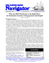 Why the IBM Mainframe Is the Right Place for Enterprise Systems of Engagement and Insight