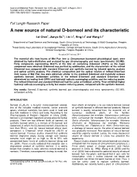 A New Source of Natural D-Borneol and Its Characteristic
