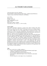Authoritarianism 1516 Syllabus MF