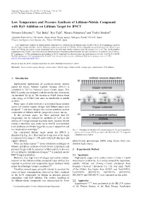 Low Temperature and Pressure Synthesis of Lithium–Nitride