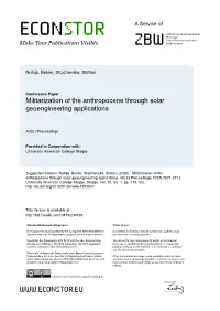 Militarization of the Anthropocene Through Solar Geoengineering Applications