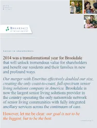 2014 Was a Transformational Year for Brookdale That Will Unlock