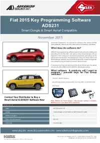 Fiat 2015 Key Programming Software ADS231 Smart Dongle & Smart Aerial Compatible November 2015
