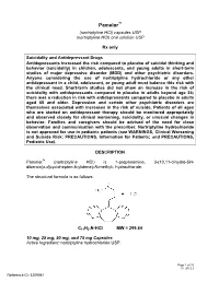 Pamelor (Nortriptyline Hcl)