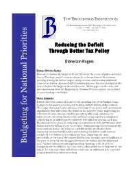 Reducing the Deficit Through Better Tax Policy