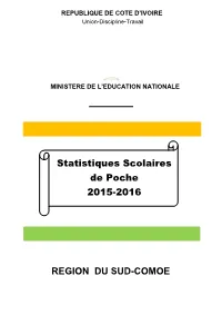 Statistiques Du SUD COMOE