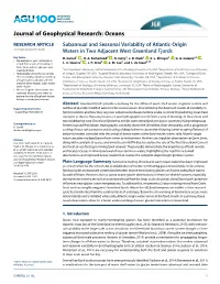 Subannual and Seasonal Variability of Atlantic-Origin Waters in Two Adjacent West Greenland Fjords