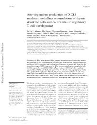 Aire-Dependent Production of XCL1 Mediates Medullary Accumulation of Thymic Dendritic Cells and Contributes to Regulatory T Cell Development