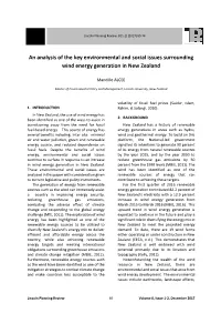 An Analysis of the Key Environmental and Social Issues Surrounding Wind Energy Generation in New Zealand