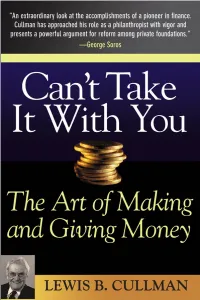 BUSINESSMAN Can't Take It with You the Art of Making and Giving