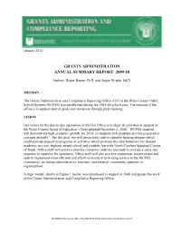 Grants Administration Annual Summary Report: 2009-10