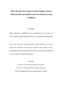 Host-Microbe Interactions in Brine Shrimp Artemia Cultured Under Gnotobiotic and Conventional Rearing Conditions