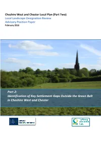 Identification of Key Settlement Gaps Outside the Green Belt in Cheshire West and Chester