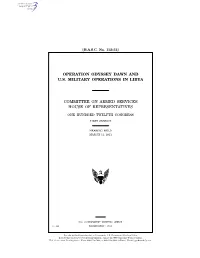 Operation Odyssey Dawn and U.S. Military Operations in Libya