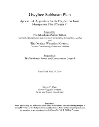 Owyhee Subbasin Plan