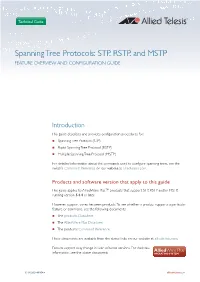 Spanning Tree (STP) Feature Overview and Configuration Guide