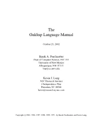 The Oaklisp Language Manual